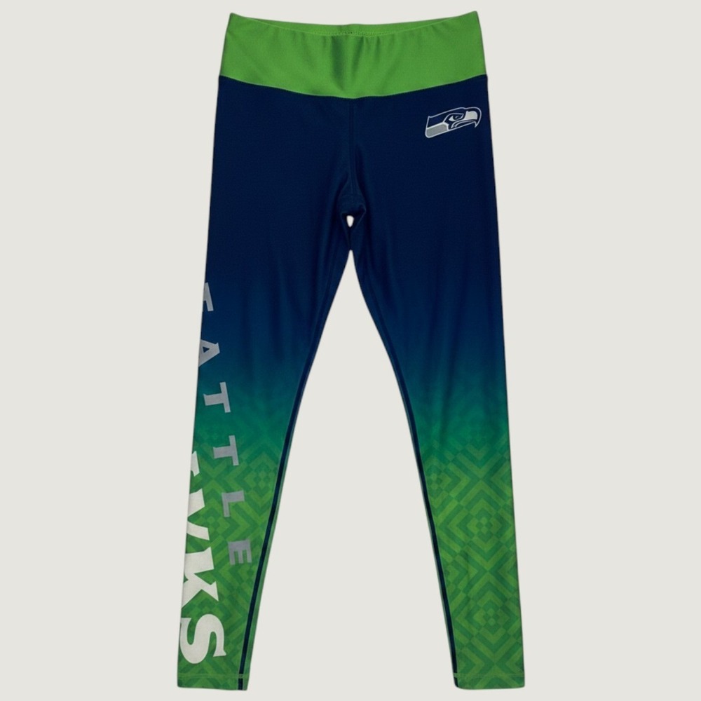 147 | NFL Seattle Seahawks Ombre Athletic Leggings Navy Green Women S